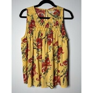 Abercrombie & Fitch Yellow Poppy Floral Boho Womens Top Size  Large
